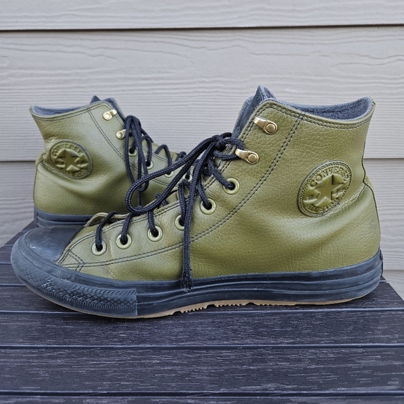 Converse Other - Converse Chuck Taylor Winter Leather High Top Dark Moss Sneaker Mens Size 10.5